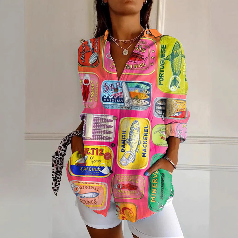 Women's Floral Pattern 3D Printed Long-Sleeve Shirt