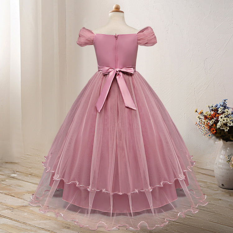 One-shoulder princess flower dress costume with floral details, suitable for children, by Bucciato Multi-Product Store.