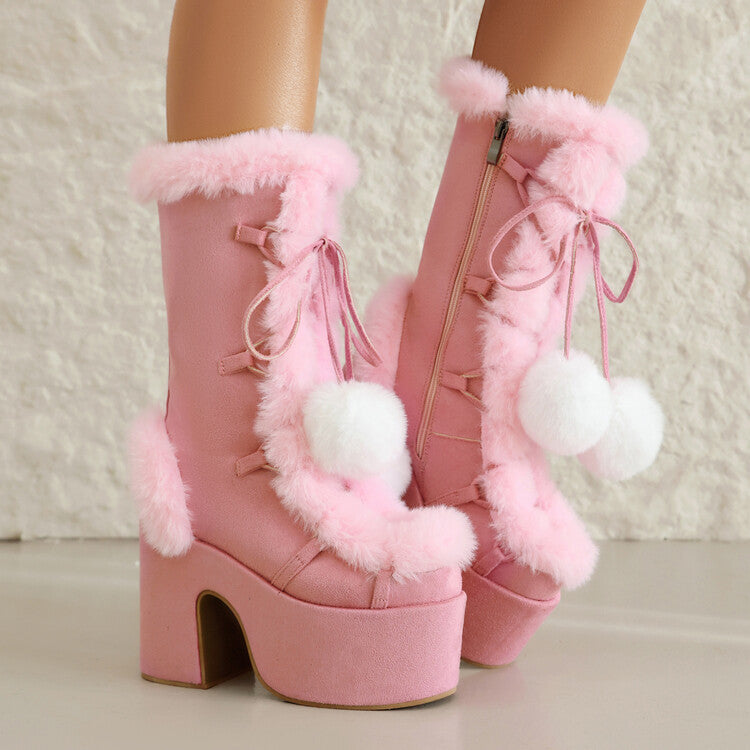 Women's Fashion Mid-Cut Furry Boots