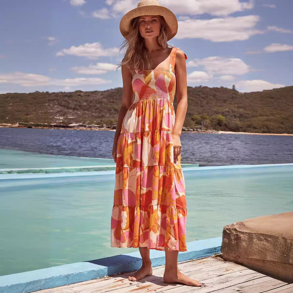 Langes Unterkleid mit Print für Damen