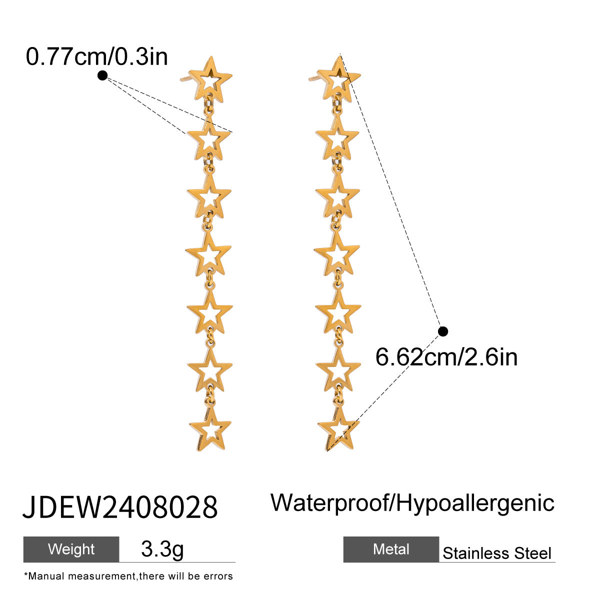 Stainless Steel Star Earrings For A High-End