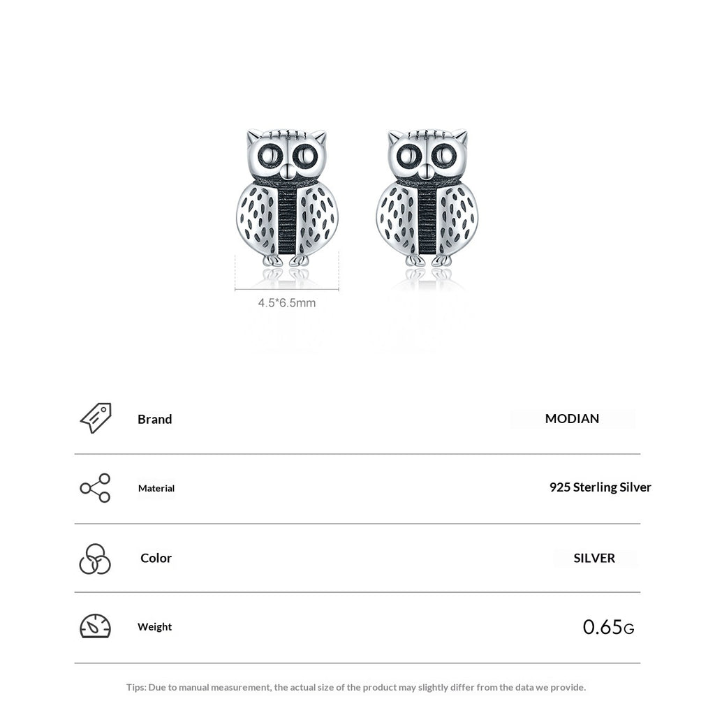 S925 Sterling Silver Creative Design Cute Owl Stud Earrings For Women