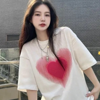 Women's Loose Korean-style Mid-length Short-sleeve Top
