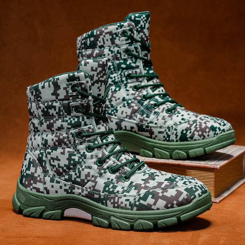 Fleece Lined Warm Plus Size Camouflage Hiking Boots With Thick Soles perfect For Outdoor And Snowy Conditions