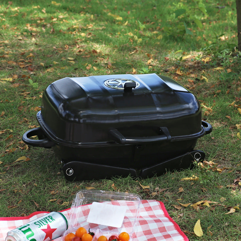 Tragbarer, faltbarer kleiner Hamburger-Grill
