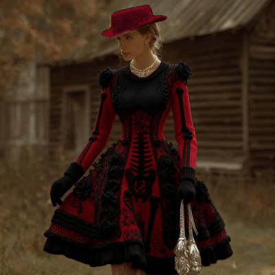 Womens Fashion Casual Sweatshirt Fabric Dress With Printed Design