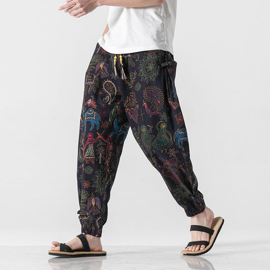 Herren-Strandhose mit Retro-Schnalle, lässige Hose
