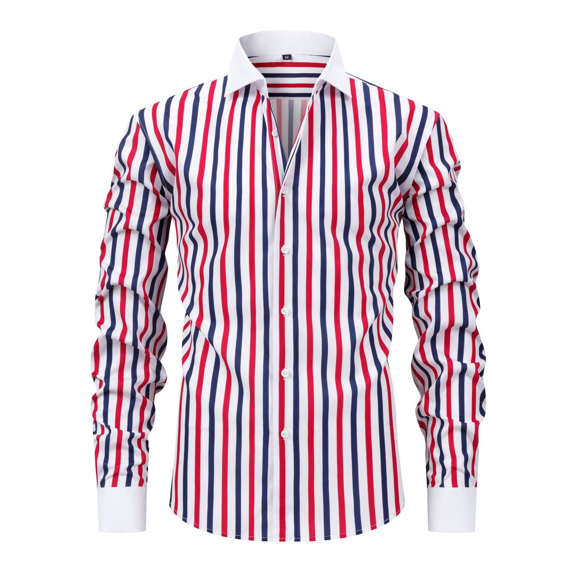 Mens Windsor-collar Long-sleeve Stretch Wrinkle-resistant Easy-care Shirt