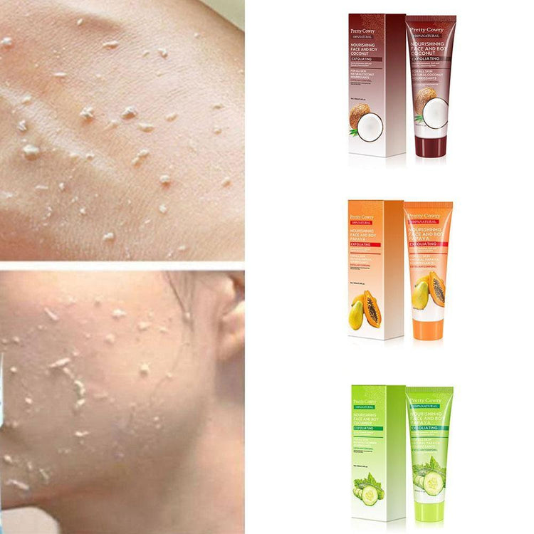 Bucciato cucumber, coconut, and papaya facial exfoliating gel cream with a clean, fresh appearance in a sleek tube.
