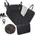 Bucciato dog car seat cover with mesh view, zipper, and pocket, protecting rear car seats during travel with a pet.