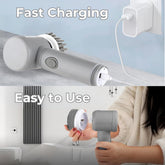 Rechargeable electric cordless cleaning brush set with turbo spin scrub brushes, ideal for deep cleaning tasks.