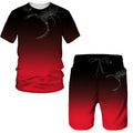 3D digital printed men's casual short sleeved shorts set