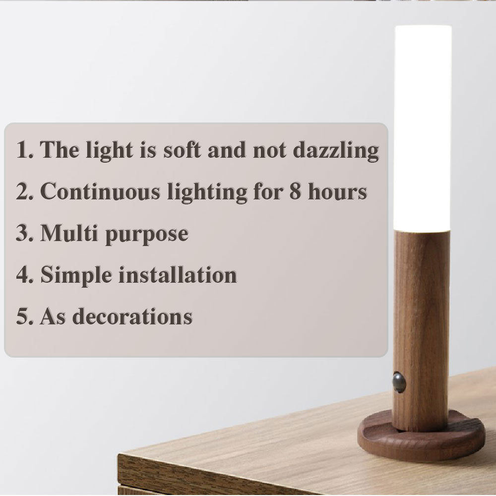 Bucciato LED USB magnetic wood night light with PIR motion sensor, wall-mounted corridor and porch lighting, cabinet lamp.