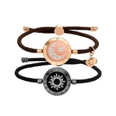 Sun-Moon Smart Sensing Couple Bracelet by Bucciato, showing two sleek, matching bracelets with moon and sun design elements.
