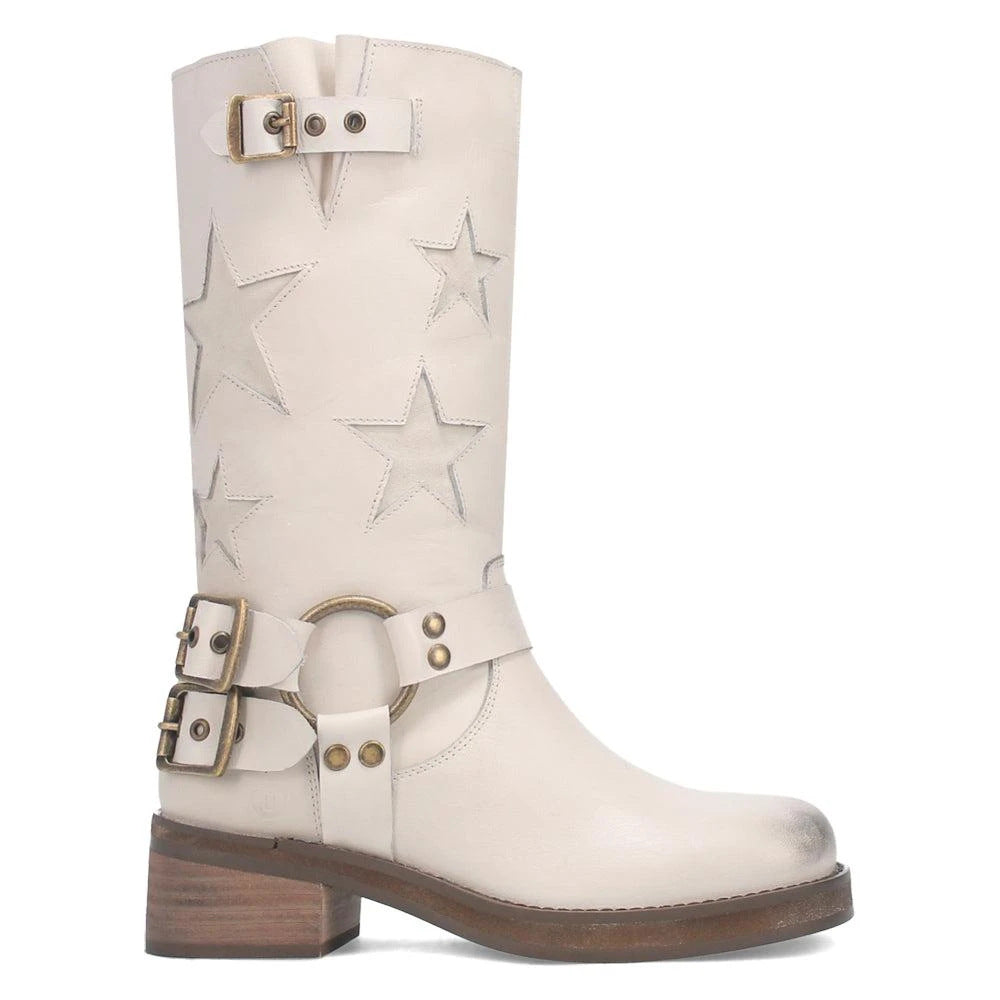 Women’s designer ankle boots with stitched belt buckle detail, low heel, and stylish design in black leather style.