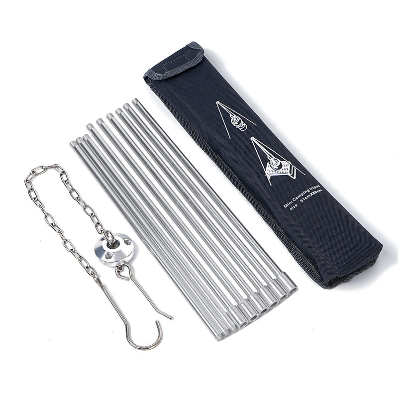 Kompatibel mit Apple, Camping-Outdoor-Lagerfeuer-Dreibeinstativ, Hängekorb, Picknickfeuerhalterung, Dreibein aus Aluminiumlegierung, Campingzubehör