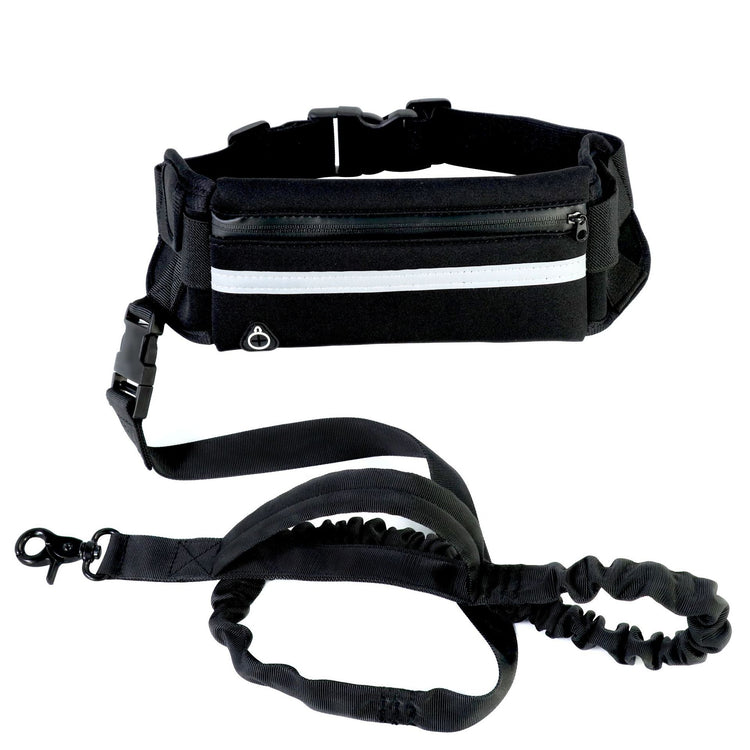 Bucciato hands-free dog leash with shock-absorbing bungee, phone pocket, and water bottle holder for large dogs up to 180lbs.