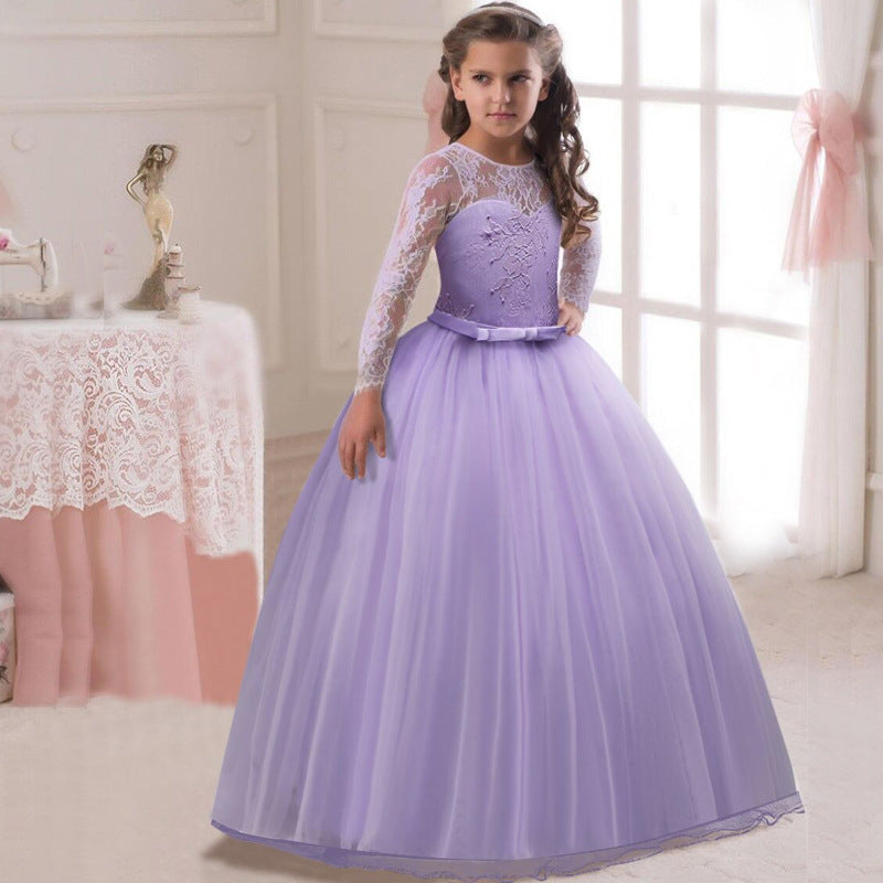 Kids Long Flower Girl Dress