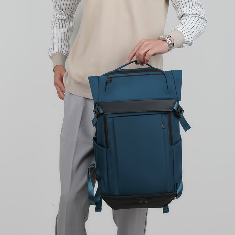 Multi-functional leisure backpack for men by Bucciato, showing a stylish, versatile backpack with multiple compartments and adjustable straps.