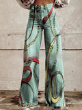 Ausgestellte Jeans, locker sitzende Denimhose mit Retro-Print