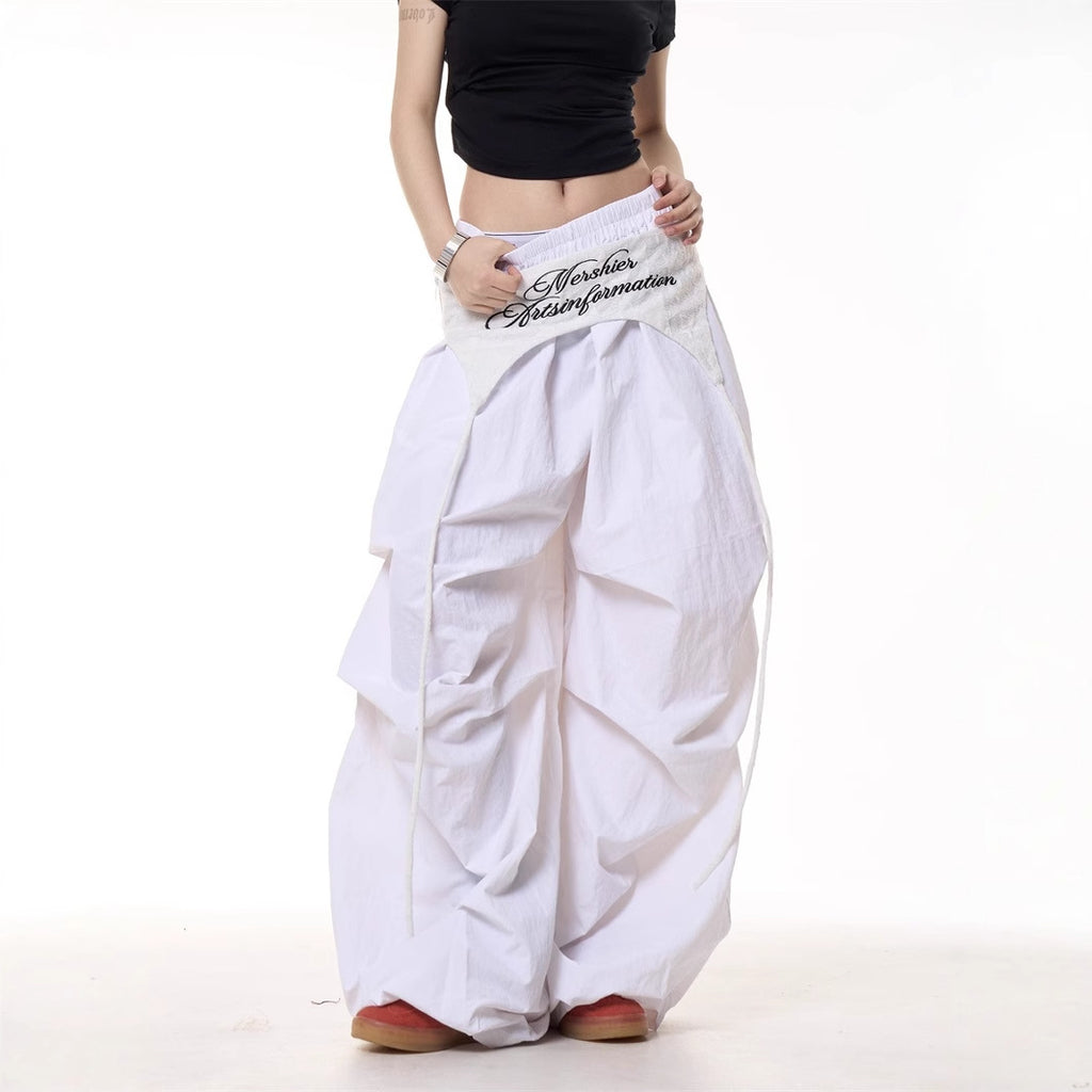 Lässige Damen-Cargohose im amerikanischen Stil mit Lagenlook und Bindebändern