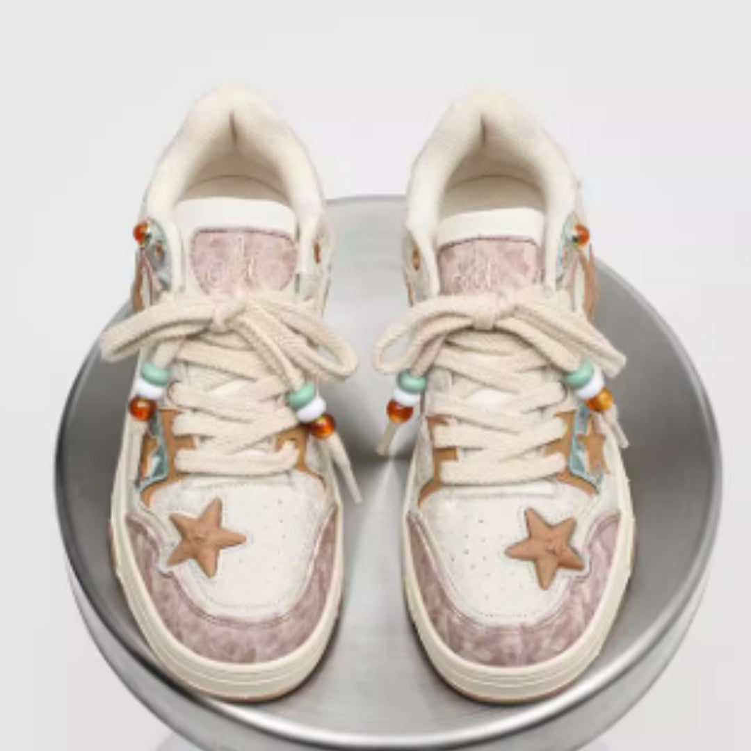 High-end Platform Sneakers With Star Pattern For Couples