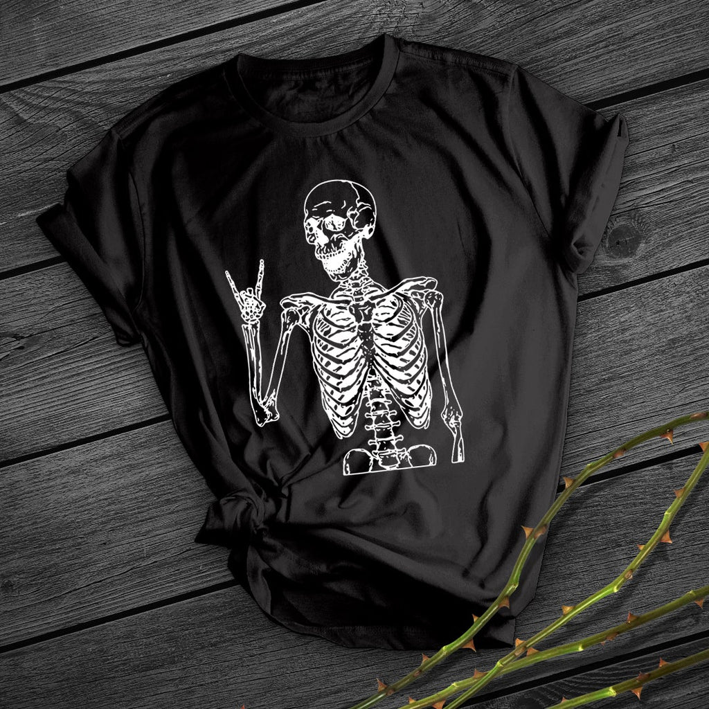 Skull Print Short Shirt Team Uniform European And American Fabrics