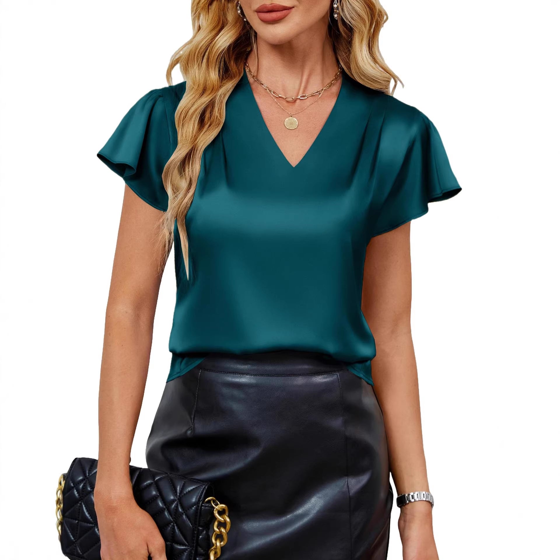 Stylish Minimalist And Relaxed Fit Women's Short Sleeve Top