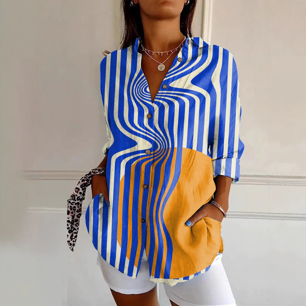 Women's Floral Pattern 3D Printed Long-Sleeve Shirt