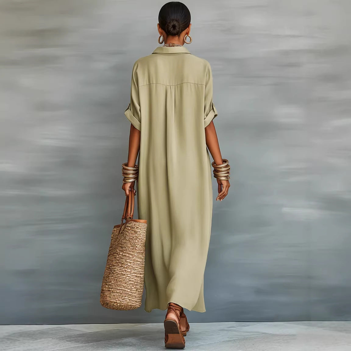 Modisches, lässiges und bequemes Kleid im Resort-Stil