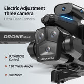 Black C10 three-camera foldable drone by Bucciato with sleek design, aerial camera setup, and compact foldable body for easy portability.