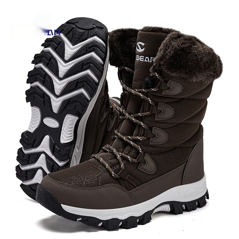 Warme Damen-Schneestiefel mit breiter Zehenpartie, mittelhoch, mit weicher Sohle und Kunstfellfutter für den Winter