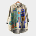 Women's Relaxed-fit Printed Lapel Casual Shirt