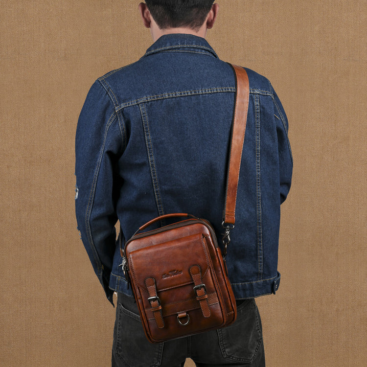 Genuine leather retro hand-rubbed men&