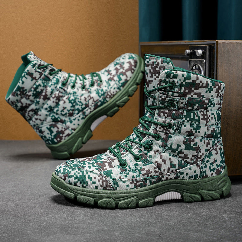 Fleece Lined Warm Plus Size Camouflage Hiking Boots With Thick Soles perfect For Outdoor And Snowy Conditions