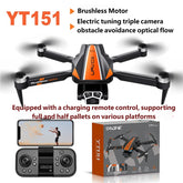 Foldable brushless triple-camera drone with aerial camera and RC controls, featuring compact design and multiple camera lenses.