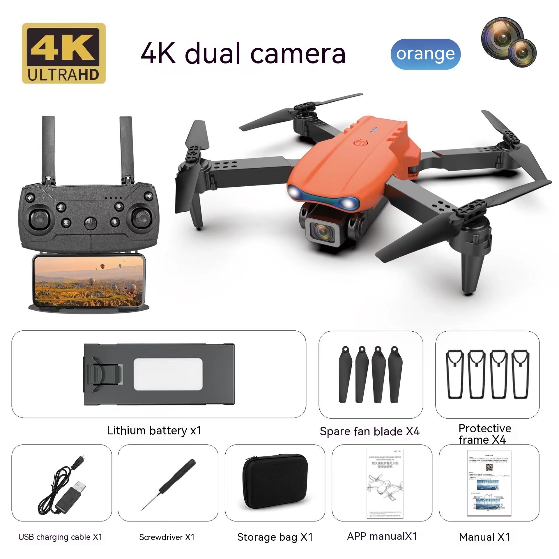 E99pro Drohne mit 4K-HD-Dualkamera und dreiseitiger Kamera