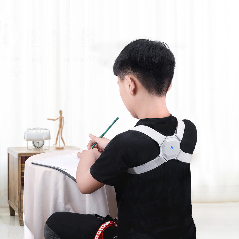 Adjustable smart posture corrector belt for kids and adults, designed to improve hunchback posture and real-time posture training.