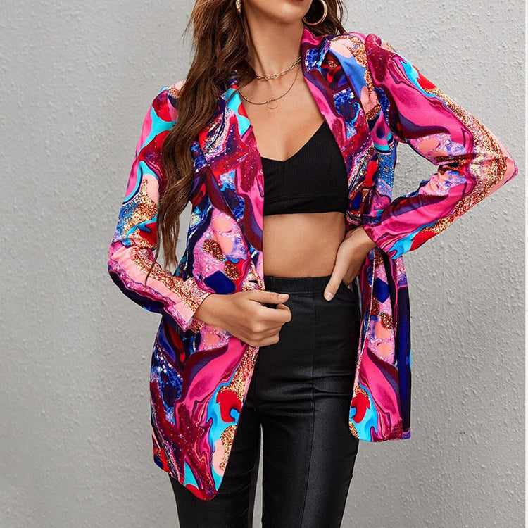 Colorful European and American style casual suit with high fashion sense, perfect for spring and autumn fashion.