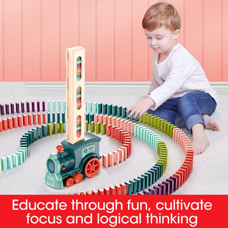 Domino-Zugspielzeug, Babyspielzeug, Auto-Puzzle, automatische Freigabe, Lizenzierung, elektrische Bausteine, Zugspielzeug