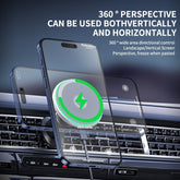 Magnetic car phone holder attached to dashboard with smartphone secured, designed for easy access and safe driving.