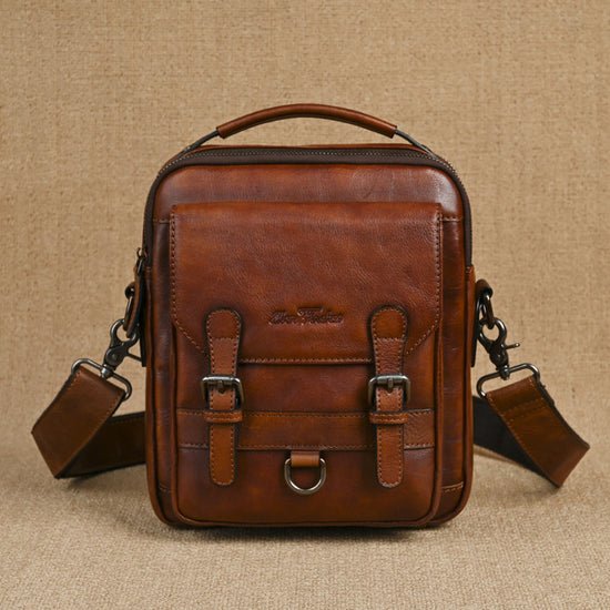 Genuine leather retro hand-rubbed men&