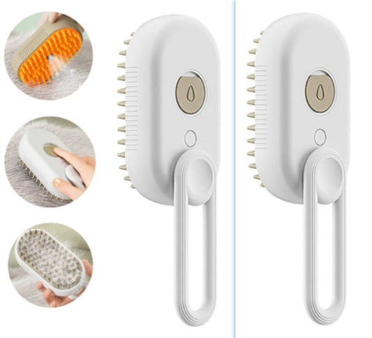 Electric cat and dog steam brush from Bucciato, 3-in-1 pet grooming comb with massage and hair removal features.