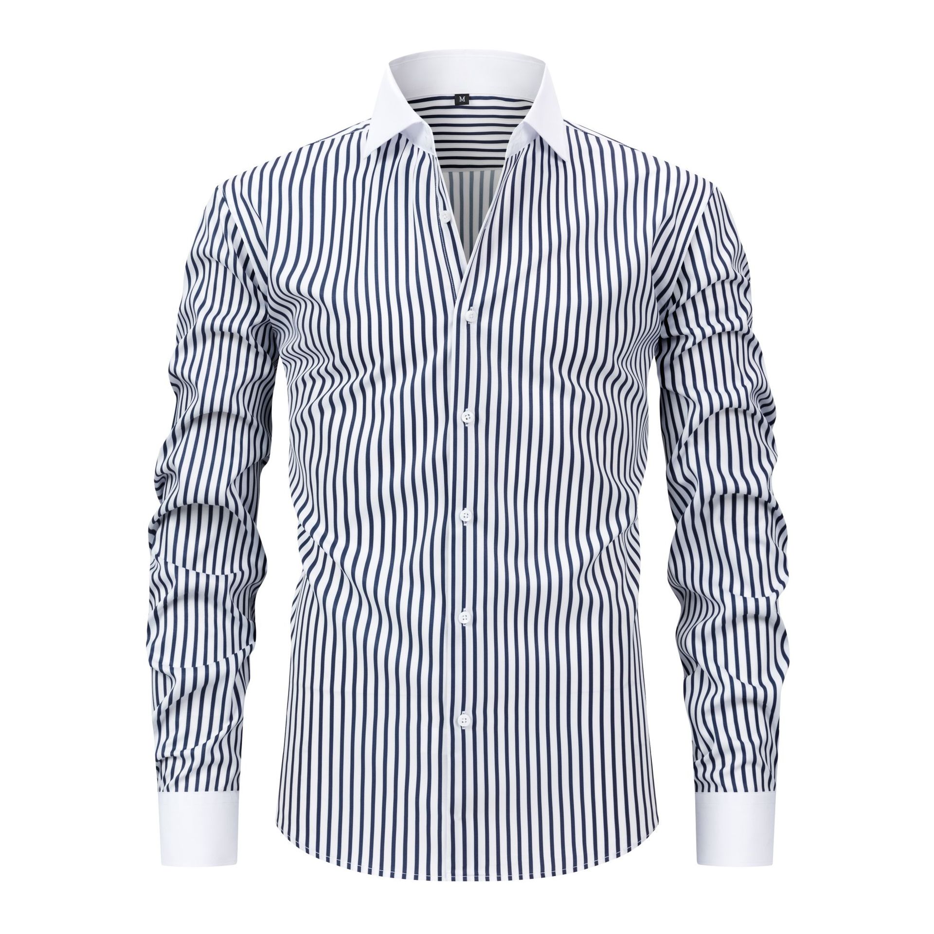 Mens Windsor-collar Long-sleeve Stretch Wrinkle-resistant Easy-care Shirt