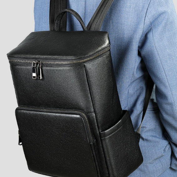Men's Leather Commuter Casual Laptop Backpack