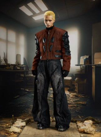 Heavy-duty Raw-edged Distressed-style Post-apocalyptic Loose-fit Jeans
