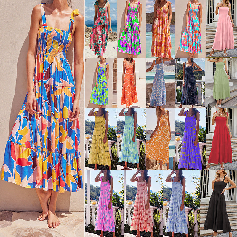 Langes Unterkleid mit Print für Damen