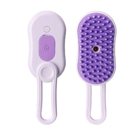 Electric cat and dog steam grooming brush with spray, massage, and hair removal features for pet grooming and grooming combs.