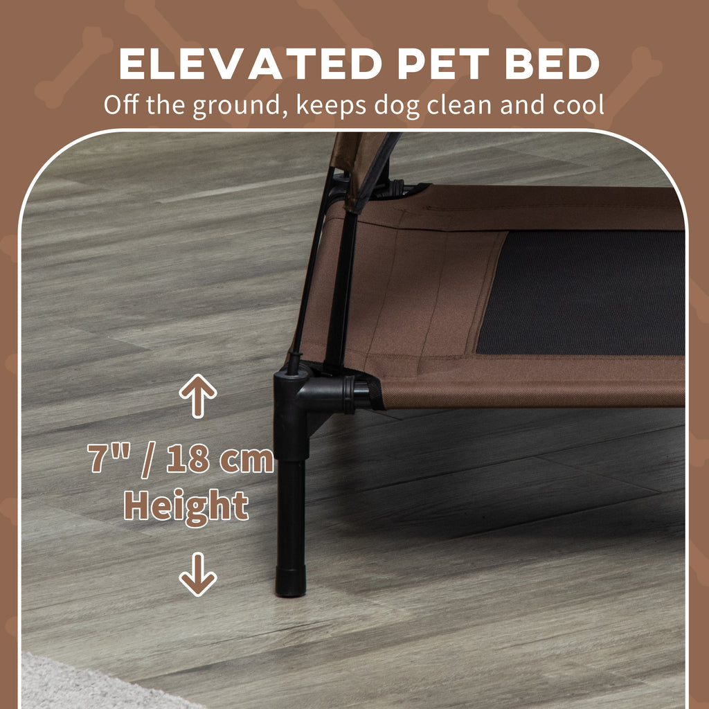 Erhöhtes, tragbares Hundebett mit UV-Schutz-Sonnendach, 91 cm (36 Zoll), Kaffee