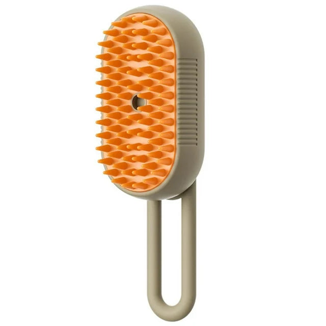Electric cat and dog steam grooming brush with spray, massage features, and hair removal comb for pet grooming and grooming supplies.